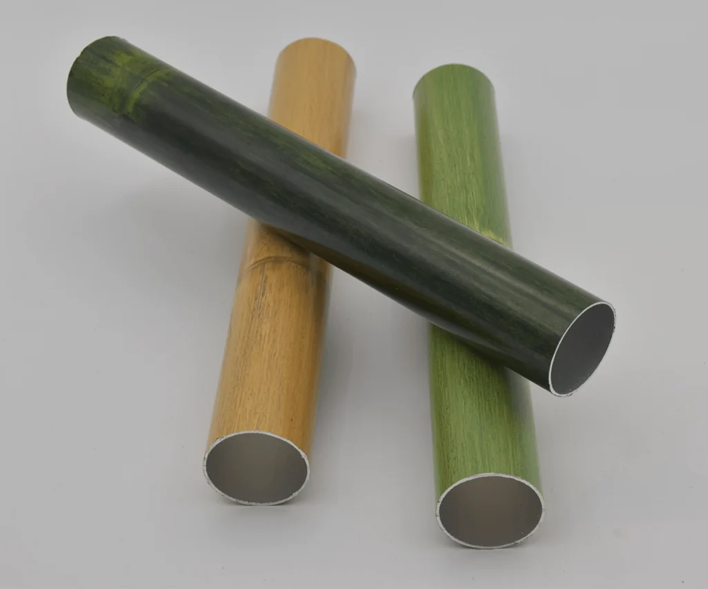 Round profile tubes with bamboo grain finishes