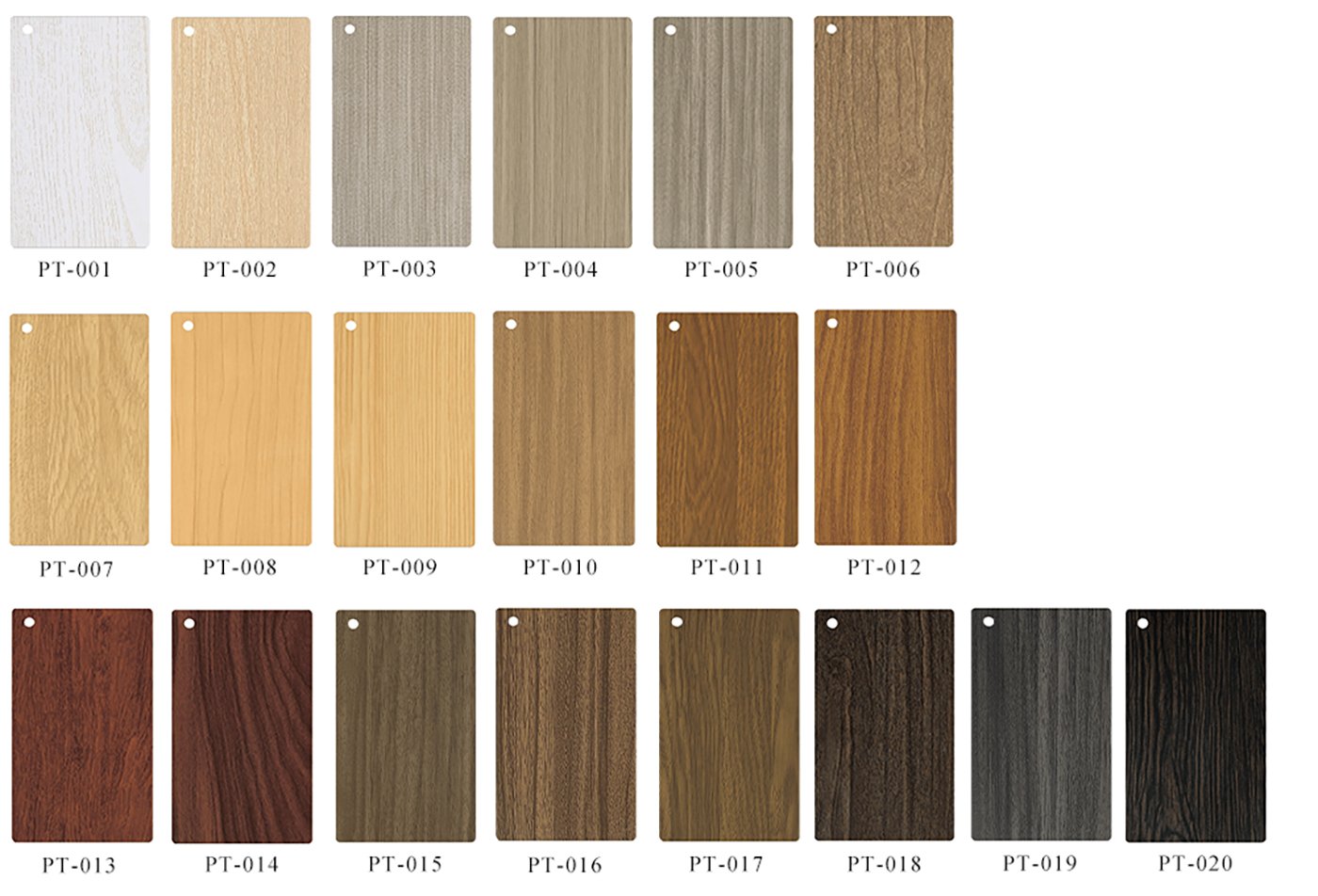 Wood grain chart contains over 20 colours