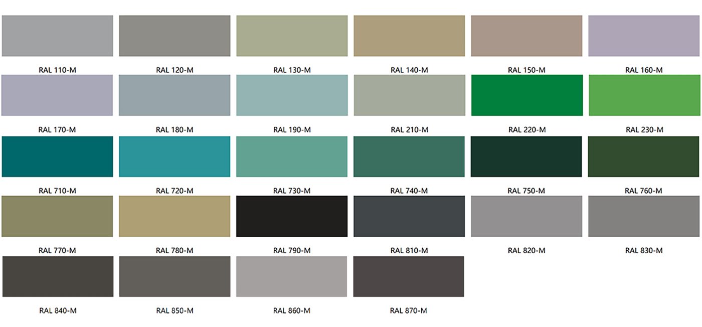 Solid colors finishes available in matt, brushed and solid colour finishes
