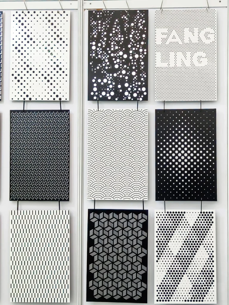 Showcase of textures on aluminium cladding panels