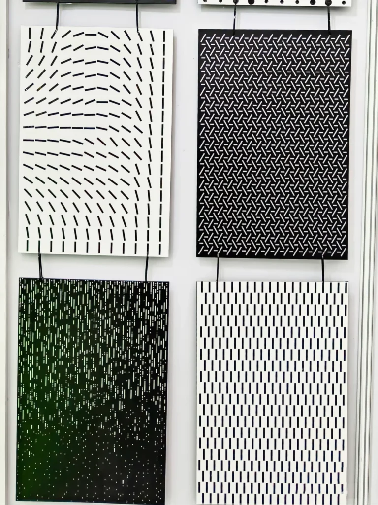 Textures of carved aluminum panels