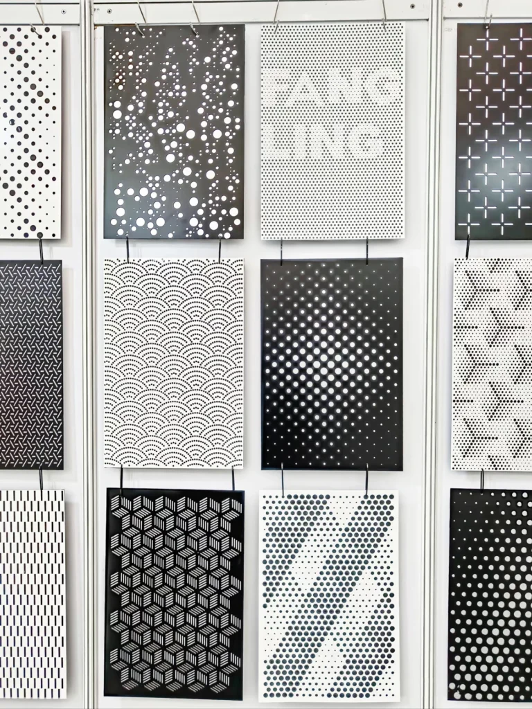 Close-up of textures of perforated panels