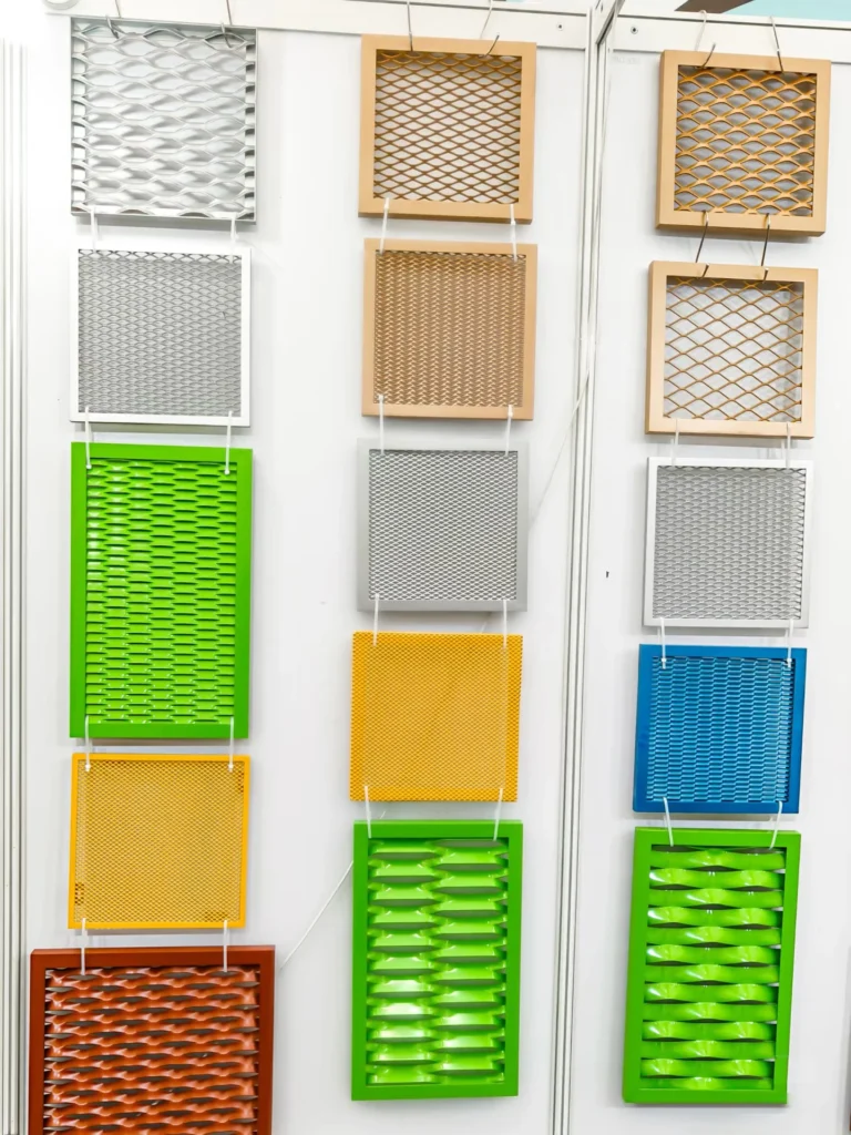 Showcase of aluminium expanded mesh panels in multiple specification