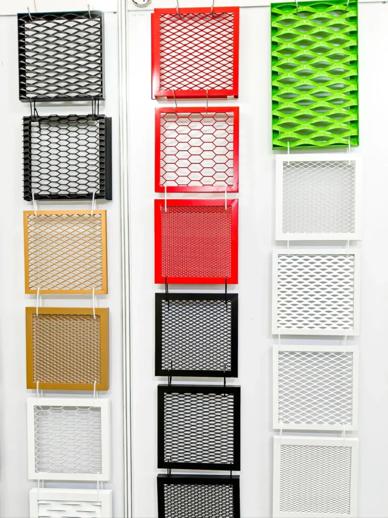 Close-up of textures of expanded mesh in different colours