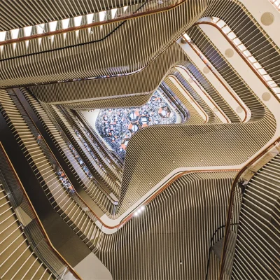 Aluminium square tubes by 6063-T5 profile with solid colour finish installed in super mall