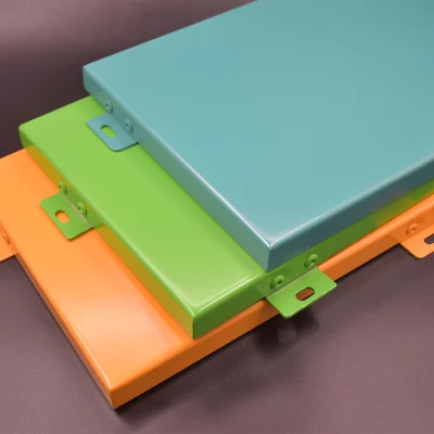 lineup of Solid aluminium panel samples with different colour