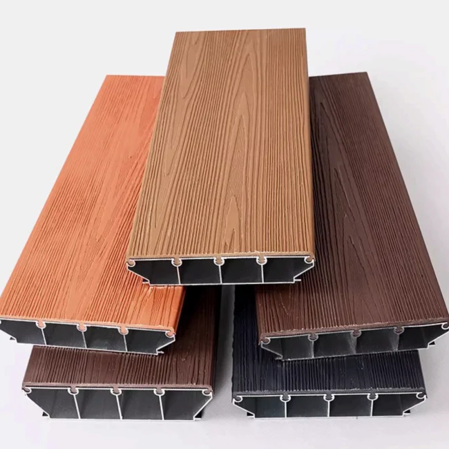 Stack up of aluminium composite floor panel in different colous