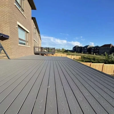 Aluminium composite floor panel with wood texture applied at balcony