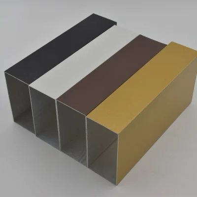 line up of square tubes by aluminium profile 6063-T5 in solid colours
