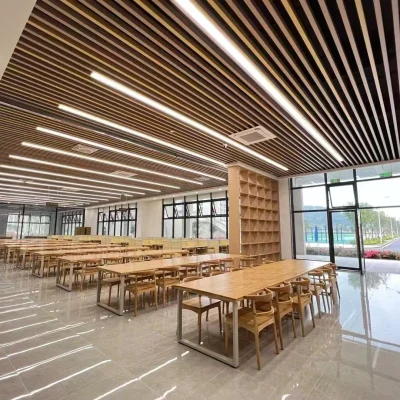 Application of Baffle ceiling with realistic wood grain at library