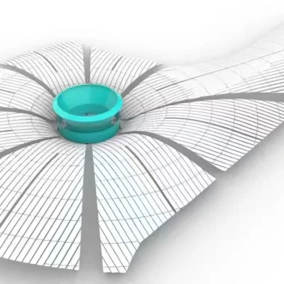 Model of curved ceiling achieved by solid aluminium panel