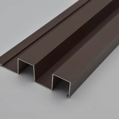 Fluted panels by aluminium 6063-T5 with brown finish