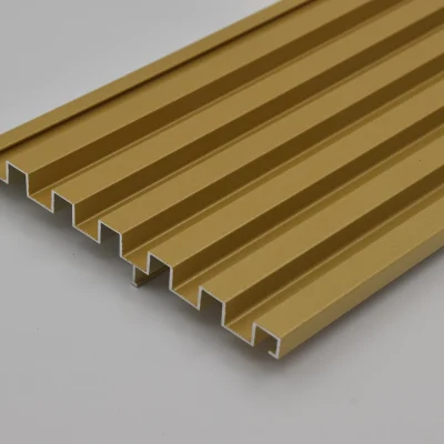Fluted panels by aluminium 6063-T5 with champagne gold finish