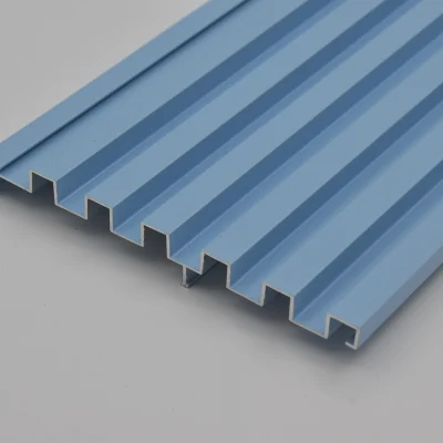 Fluted panels by aluminium 6063-T5 with light blue finish