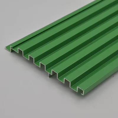 Fluted panels by aluminium 6063-T5 with green finish