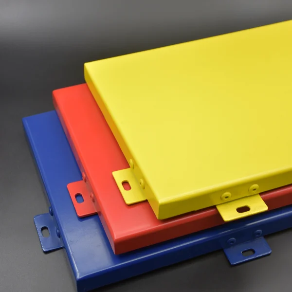 Solid aluminium cladding panel samples in different colors