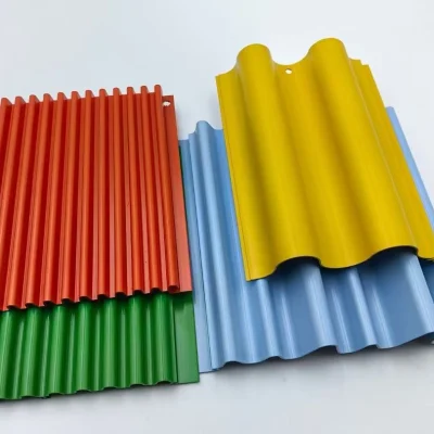 Showcase of wave panels made by aluminium 6063-T5 in multiple colours
